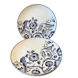 New Fortessa JIN JI Blue Floral Bird Porcelain 8in Salad Plates Set of 4
